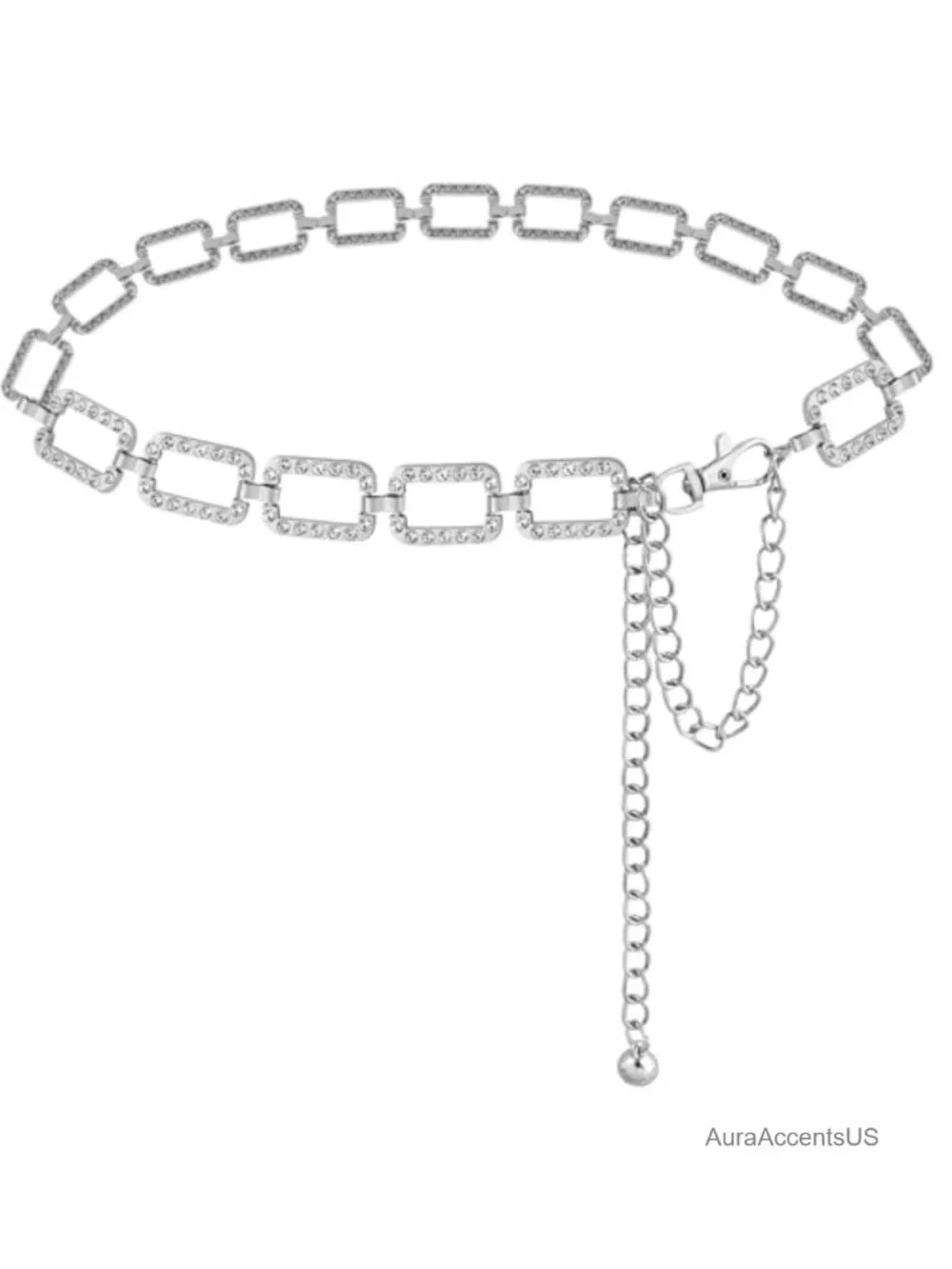 Metal Waist Chain Rhinestone Chain Belt Crystal Belt for Dress